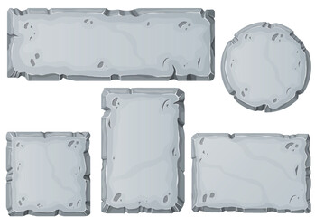 Stone Board set. Stone banner elements for game and web in cartoon style.