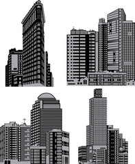 Fototapeta premium City buildings silhouettes vector.