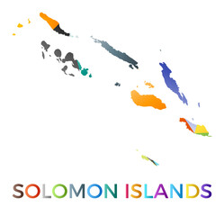 Bright colored Solomon Islands shape. Multicolor geometric style country logo. Modern trendy design. Elegant vector illustration. - obrazy, fototapety, plakaty