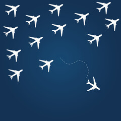 Fototapeta premium Plane changing direction from the rest