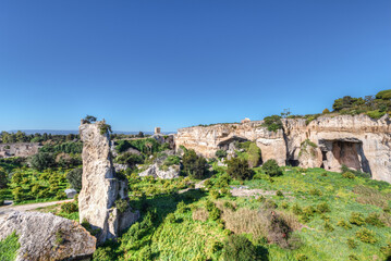 Syracuse Sicily, the quarries of paradise inside the Neapolis archaeological park.