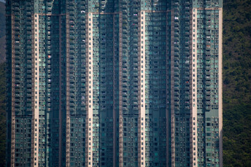 Fototapeta na wymiar 2022 Oct 14,Hong Kong.Dense and highrise residential apartment blocks in Hong Kong