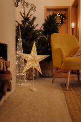 Illuminated Christmas decoration inside an apartment