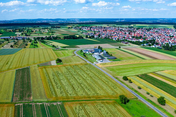 aerial view to a farm with bio gas