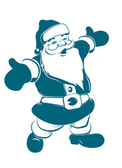 Christmas design element,silhouette of a cheerful Santa Claus with outstretched arms.