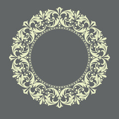 Decorative frame Elegant vector element for design in Eastern style, place for text. Floral gray border. Lace illustration for invitations and greeting cards