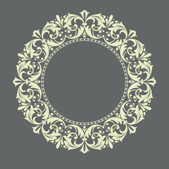 Decorative frame Elegant vector element for design in Eastern style, place for text. Floral gray border. Lace illustration for invitations and greeting cards