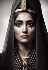 Porträt einer schönen Priesterin mit Make-up. Bild einer alten Prinzessin. © designprojects