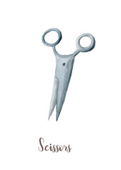 Watercolor scissors. illustration for design, print, fabric or background. - 539188231