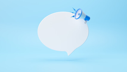 Quick tips with megaphone icon blank with copy space on speech bubble. Emblems and banners. Quick Tips badge. Simple template for helpful advice idea, solution and trick solution, suggestion.3d render
