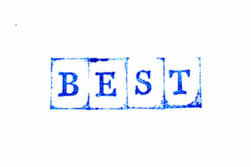 Blue color ink rubber stamp in word best on white paper background