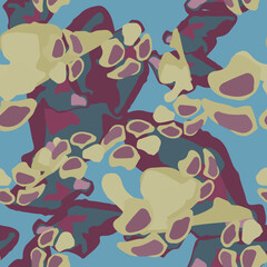 UFO camouflage of various shades of beige, red and blue colors