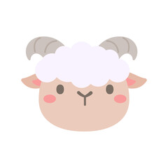 Baby goat vector. cute animal face design for kids