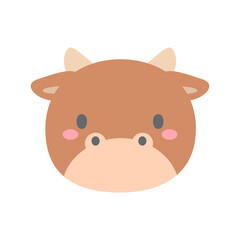 Fototapeta premium Cow vector. Cute animal face. design for kids
