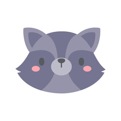 Raccoon vector. cute animal face design for kids