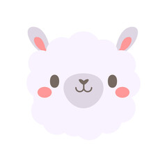 Vector alpaca. cute animal face design for kids