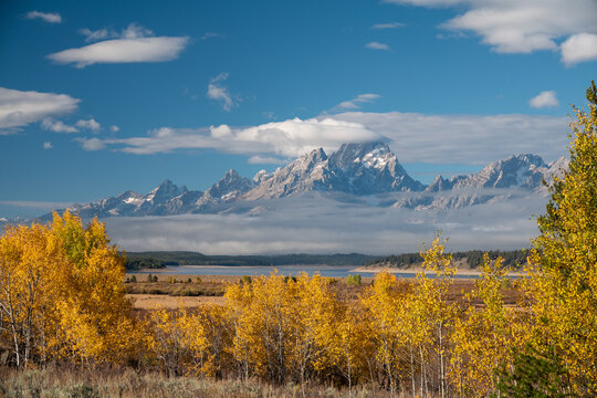 Dramatic Autumn Mountain View of the Teton Mountains in Wyoming