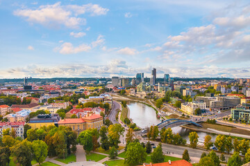 VILNIUS, LITHUANIA - Aerial view of Modern Vilnius city