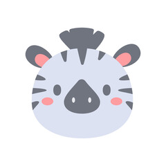 Zebra vector. cute animal face design for kids
