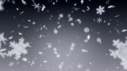 Snow Flake Crystals winter freeze ice holiday particle 3D illustration background