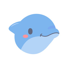 Dolphin vector. cute animal face design for kids