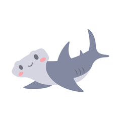 Hammerhead shark vector. cute animal face design for kids