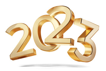 2023 symbol golden year 3d-illustration