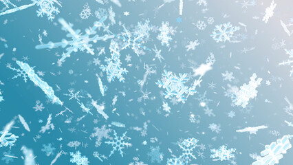 Snow Flake Crystals winter freeze ice holiday particle 3D illustration background