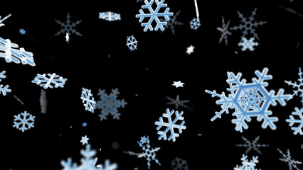 Snow Flake Crystals winter freeze ice holiday particle 3D illustration background