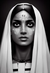 Porträt einer schönen Priesterin mit Make-up. Bild einer alten Prinzessin. © designprojects