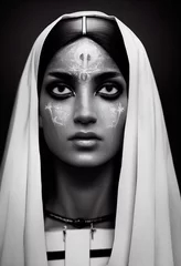 Porträt einer schönen Priesterin mit Make-up. Bild einer alten Prinzessin. © designprojects