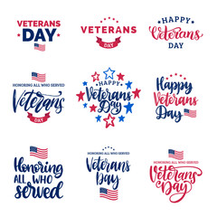 Veterans Day hand lettering. Calligraphy in vector