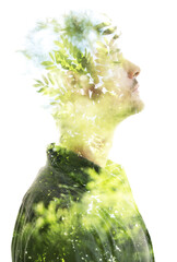 Surreal combination of a portrait and nature