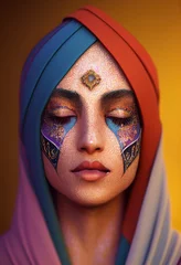 Porträt einer schönen Priesterin mit Make-up. Bild einer alten Prinzessin. © designprojects