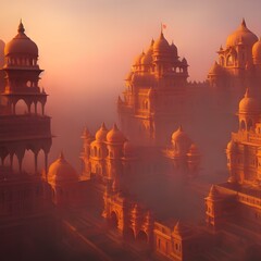 Ancient Red City misty titanic