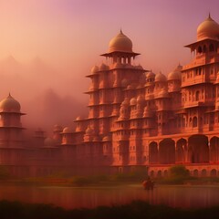 Ancient Red City misty titanic