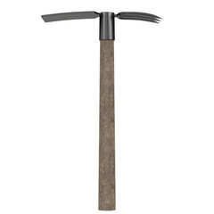3d rendering illustration of a fork and mattock axe