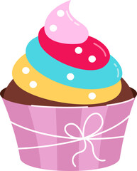 Cupcake with a cream flat illustration