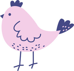 Pink chicken. Easter element with transparent background. Holiday spring children illustration for Easter decor