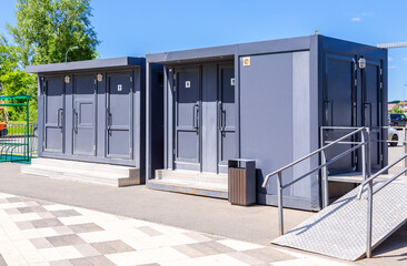 Modular public toilet stand on the city street