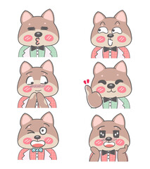 Cute Shiba Inu emotions stickers  set PNG