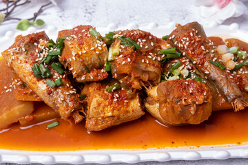 Braised Pollack, one of the types of Korean food