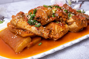 Braised Pollack, one of the types of Korean food