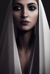 Porträt einer schönen Priesterin mit Make-up. Bild einer alten Prinzessin. © designprojects