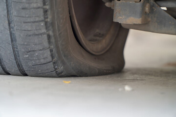 flat tire on highway,On-site call center concept