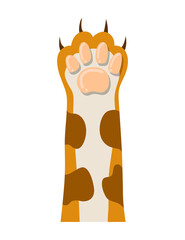 Cat paw. Cute cartoon domestic animal foot isolated on white background. Furry kitten paw. Footprint icon