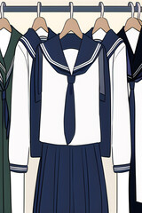 Girl's Japanese School Uniform in a Wardrobe