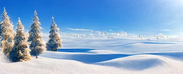 Zelfklevend Fotobehang winter christmas scenic landscape with copy space © Oleksii