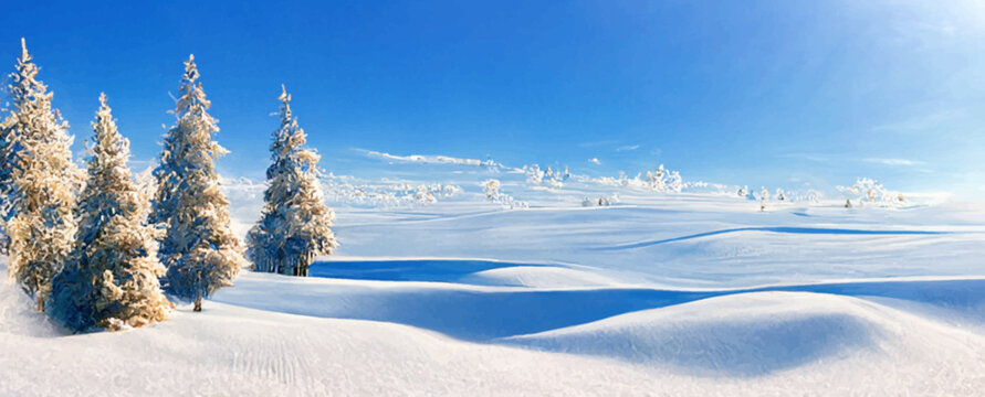 winter christmas scenic landscape with copy space
