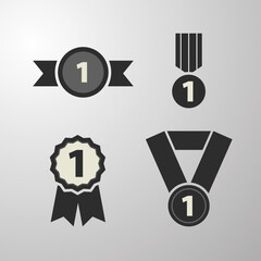 medal monochrome icon collection set
